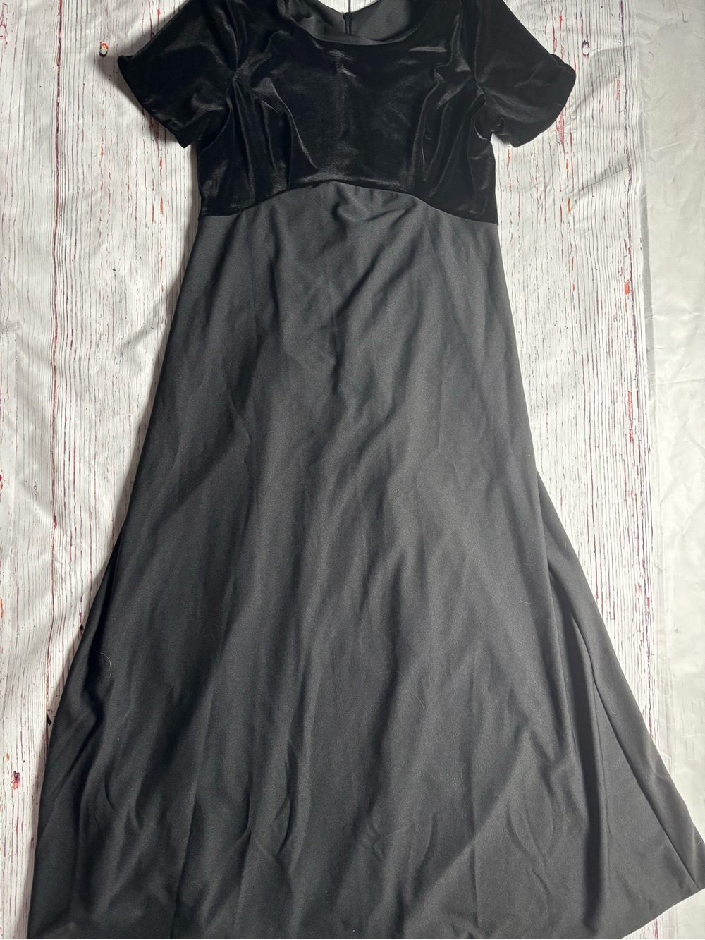 Black Velvet-Top A-Line Dress